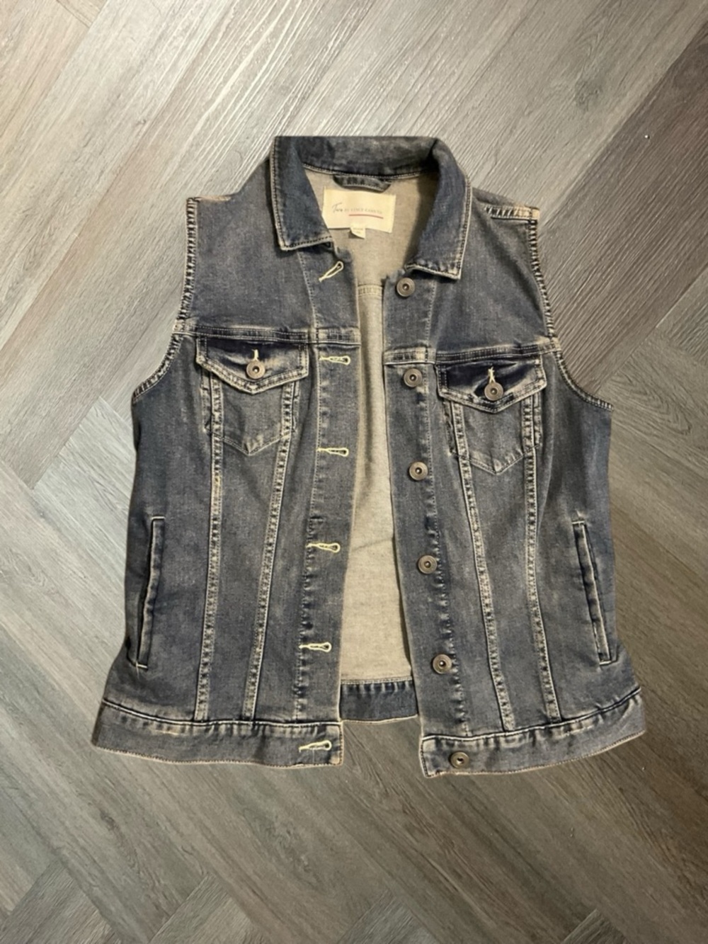 Turo By Vince Camuto Women Vest Blue XS Denim Jean Sleeveless Casual Western